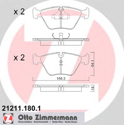 ZIMMERMANN 212111801 -  Комплект тормозных колодок, дисковый тормоз