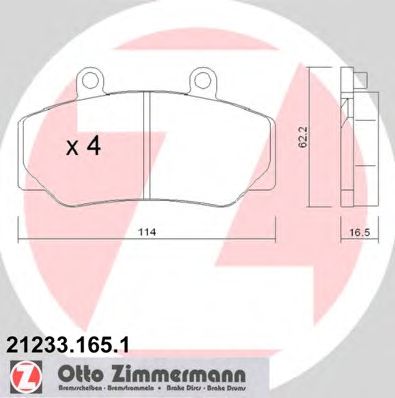 ZIMMERMANN 212331651 -  Комплект тормозных колодок, дисковый тормоз