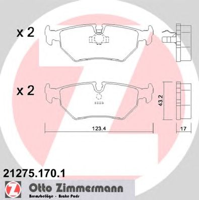 ZIMMERMANN 212751701 -  Комплект тормозных колодок, дисковый тормоз