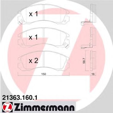ZIMMERMANN 213631601 -  Комплект тормозных колодок, дисковый тормоз