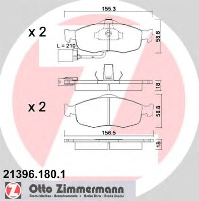 ZIMMERMANN 213961801 -  Комплект тормозных колодок, дисковый тормоз