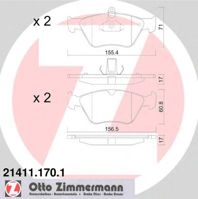 ZIMMERMANN 214111701 -  Комплект тормозных колодок, дисковый тормоз