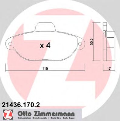 ZIMMERMANN 214361702 -  Комплект тормозных колодок, дисковый тормоз