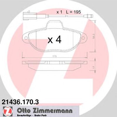 ZIMMERMANN 214361703 -  Комплект тормозных колодок, дисковый тормоз