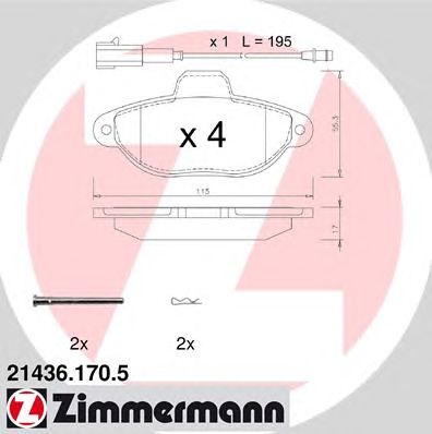 ZIMMERMANN 214361705 -  Комплект тормозных колодок, дисковый тормоз