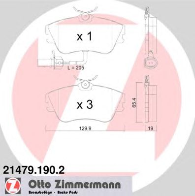 ZIMMERMANN 214791902 -  Комплект тормозных колодок, дисковый тормоз