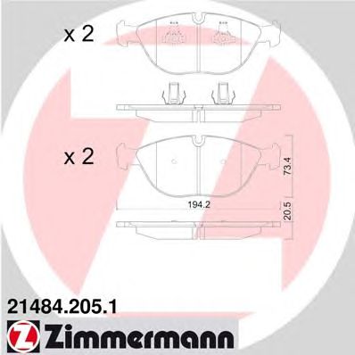 ZIMMERMANN 214842051 -  Комплект тормозных колодок, дисковый тормоз