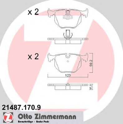 ZIMMERMANN 214871709 -  Комплект тормозных колодок, дисковый тормоз