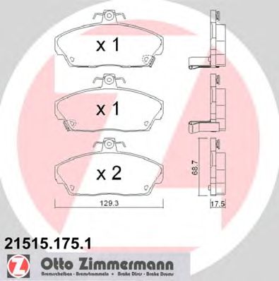 ZIMMERMANN 215151751 -  Комплект тормозных колодок, дисковый тормоз
