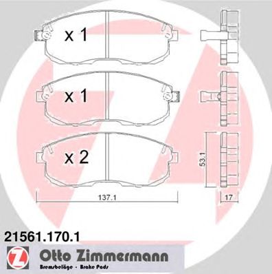 ZIMMERMANN 215611701 -  Комплект тормозных колодок, дисковый тормоз