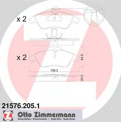 ZIMMERMANN 215762051 -  Комплект тормозных колодок, дисковый тормоз