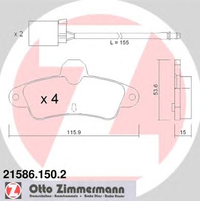 ZIMMERMANN 215861502 -  Комплект тормозных колодок, дисковый тормоз