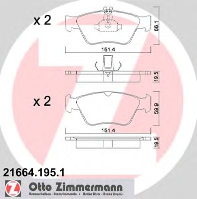 ZIMMERMANN 216641951 -  Комплект тормозных колодок, дисковый тормоз
