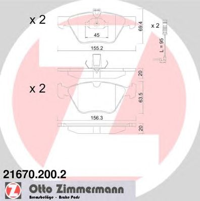 ZIMMERMANN 216702002 -  Комплект тормозных колодок, дисковый тормоз