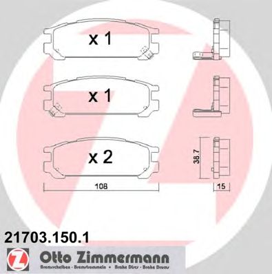 ZIMMERMANN 217031501 -  Комплект тормозных колодок, дисковый тормоз