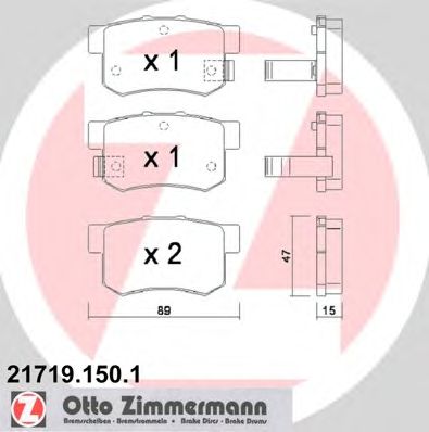 ZIMMERMANN 217191501 -  Комплект тормозных колодок, дисковый тормоз