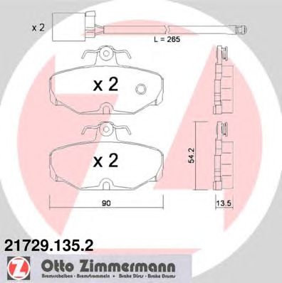 ZIMMERMANN 217291352 -  Комплект тормозных колодок, дисковый тормоз