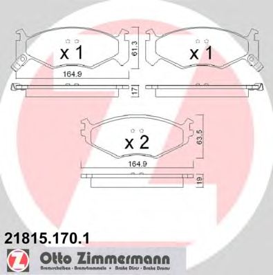 ZIMMERMANN 218151701 -  Комплект тормозных колодок, дисковый тормоз