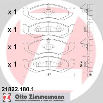 ZIMMERMANN 218221801 -  Комплект тормозных колодок, дисковый тормоз