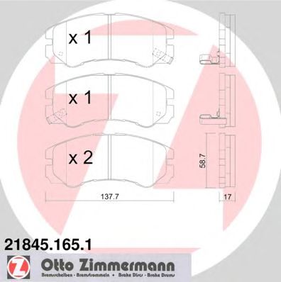 ZIMMERMANN 218451651 -  Комплект тормозных колодок, дисковый тормоз