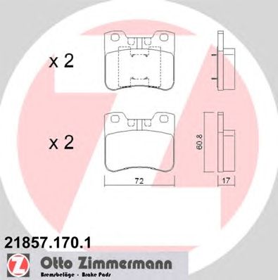 ZIMMERMANN 218571701 -  Комплект тормозных колодок, дисковый тормоз