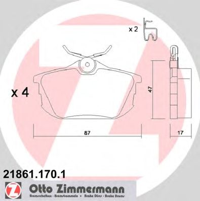 ZIMMERMANN 218611701 -  Комплект тормозных колодок, дисковый тормоз