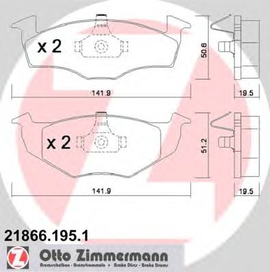 ZIMMERMANN 218661951 -  Комплект тормозных колодок, дисковый тормоз