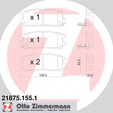 ZIMMERMANN 218751551 -  Комплект тормозных колодок, дисковый тормоз