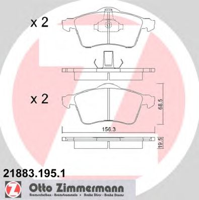 ZIMMERMANN 218831951 -  Комплект тормозных колодок, дисковый тормоз