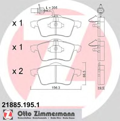 ZIMMERMANN 218851951 -  Комплект тормозных колодок, дисковый тормоз