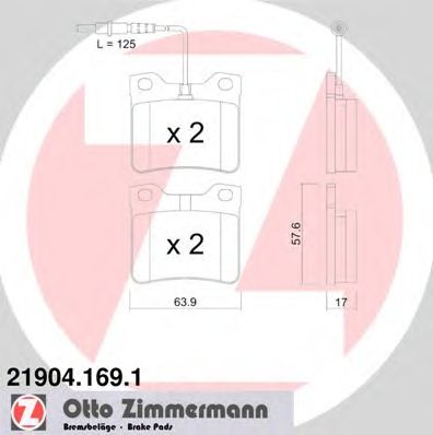 ZIMMERMANN 219041691 -  Комплект тормозных колодок, дисковый тормоз