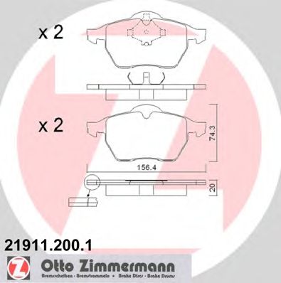 ZIMMERMANN 219112001 -  Комплект тормозных колодок, дисковый тормоз