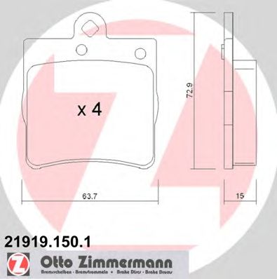 ZIMMERMANN 219191501 -  Колодки тормозные дисковые задниеие комплект