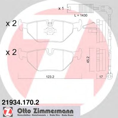 ZIMMERMANN 219341702 -  Комплект тормозных колодок, дисковый тормоз