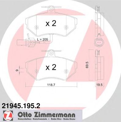 ZIMMERMANN 219451952 -  Колодки тормозные передние с датчиком износа комплект