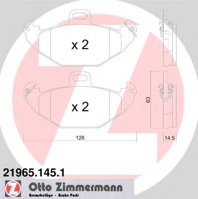 ZIMMERMANN 219651451 -  Комплект тормозных колодок, дисковый тормоз