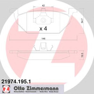 ZIMMERMANN 219741951 -  Комплект тормозных колодок, дисковый тормоз