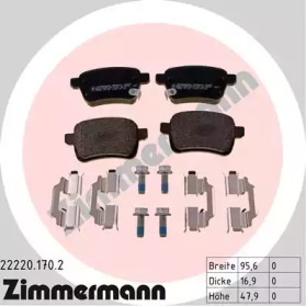 ZIMMERMANN 222201702 -  Комплект тормозных колодок, дисковый тормоз
