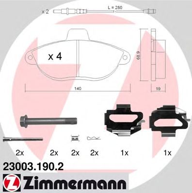 ZIMMERMANN 230031902 -  Комплект тормозных колодок, дисковый тормоз