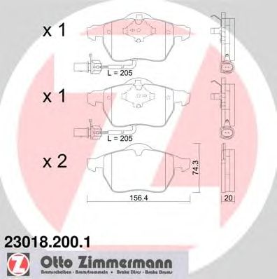 ZIMMERMANN 230182001 -  Комплект тормозных колодок, дисковый тормоз