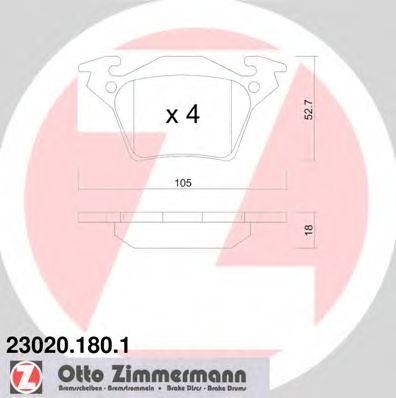 ZIMMERMANN 230201801 -  Комплект тормозных колодок, дисковый тормоз
