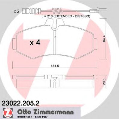 ZIMMERMANN 230222052 -  Комплект тормозных колодок, дисковый тормоз