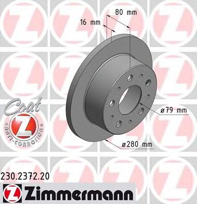 ZIMMERMANN 230237220 -  Диск тормозной, Coat Z