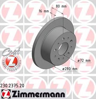 ZIMMERMANN 230237520 -  Диск тормозной, Coat Z