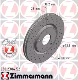 ZIMMERMANN 230238452 -  Диск тормозной вентилируемый, перфорированный