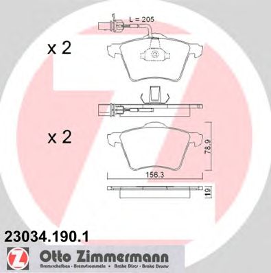 ZIMMERMANN 230341901 -  Комплект тормозных колодок, дисковый тормоз
