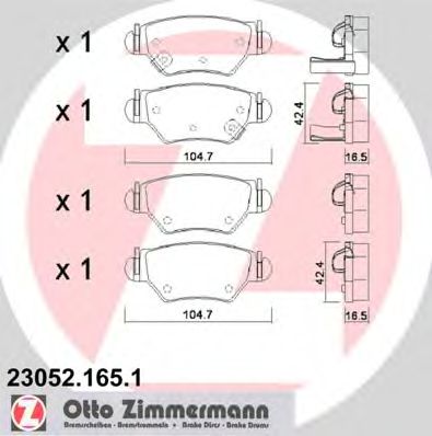ZIMMERMANN 230521651 -  Комплект тормозных колодок, дисковый тормоз