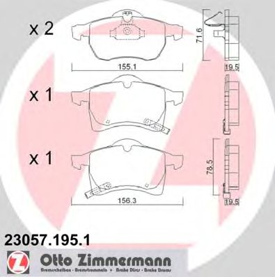 ZIMMERMANN 230571951 -  Комплект тормозных колодок, дисковый тормоз
