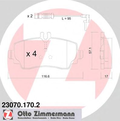 ZIMMERMANN 230701702 -  Комплект тормозных колодок, дисковый тормоз