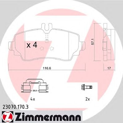 ZIMMERMANN 230701703 -  Комплект тормозных колодок, дисковый тормоз